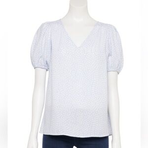 NWT LC Lauren Conrad Short Puff Sleeve V-Neck Blouse - L